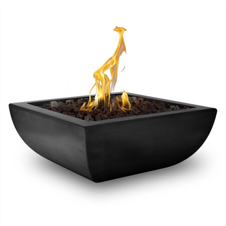 The Outdoor Plus 36 Square Avalon Fire Bowl - Powder Coated Metal - Black - Match Lit - Liquid Propane OPT-36AVPCF-BLK-LP